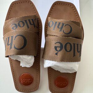 CHLOÉ Woody Logo-print Canvas Slides